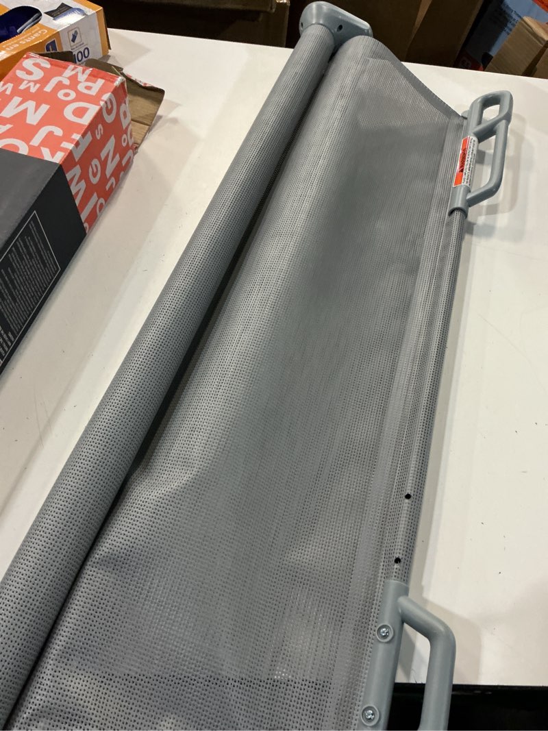 Condition photo showing Good Condition for spaceany retractable baby gate for stairs & doorways - 55" wide portable safety gate | fits baseboards, easy to use indoor/outdoor | mesh gate for dogs, puppies, gray gray 55" wide