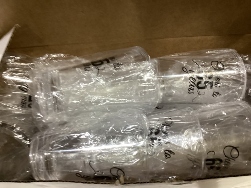 Condition photo showing New/Like New for Sliner 48 Pack Birthday Shot Glasses Bulk 1.4oz Cheers to 30/40/50/60/70/80 Years Shot Glass Unbreakable Thick Base Mini Clear Plastic Wine Glass Anniversary Favors for Guests(Black,65 Years) Black 65 Years