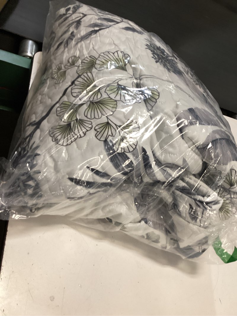 Condition photo showing As Is for Anibedding King Size Quilt Sets Blue Floral Pattern Bespread Set, 3 Pieces Botanical Quilt Soft Microfiber Bedding Coverlet Set for All Season(104" x 90) King(104"x90") Botanical Blue