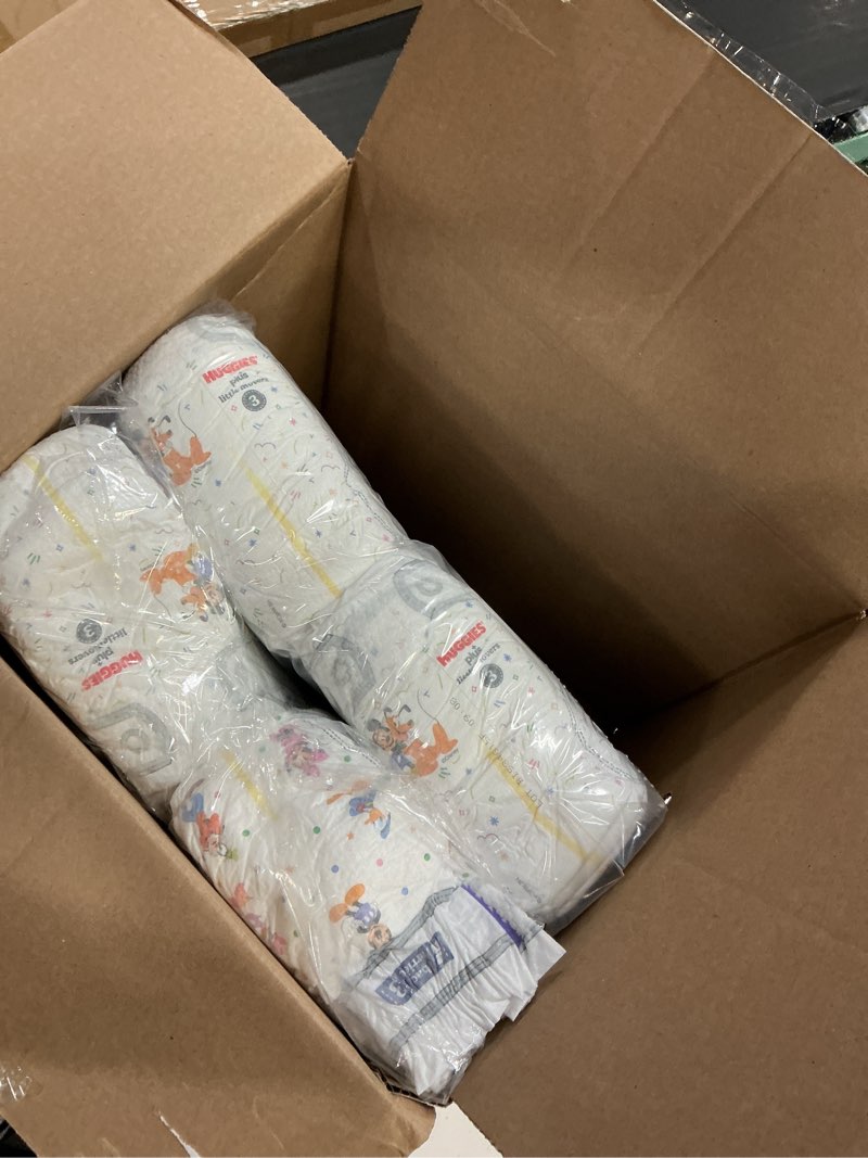 Condition photo showing As Is for huggies plus little movers 2-in-1 active baby protection size 3 204 diapers (missing diapers)
