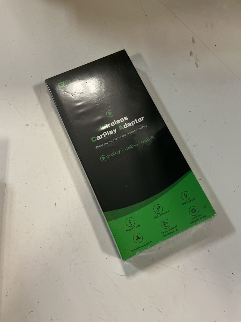 Condition photo showing New/Like New for wireless carplay adapter for apple - 2025 slim edition, plug & play connection converts factory wired to wireless carplay adapter for iphone carplay dongle for ios 10+ (black)