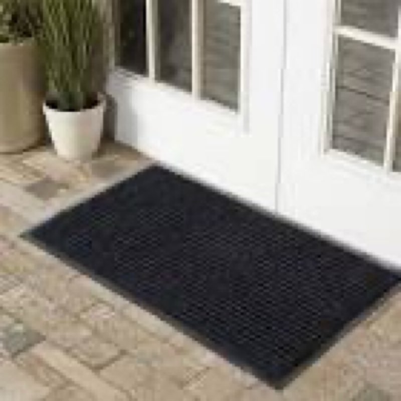 heavy duty door mat outdoor entrance,non slip welcome mat indoor, natural rubber floor mat for entryway, patio, garage