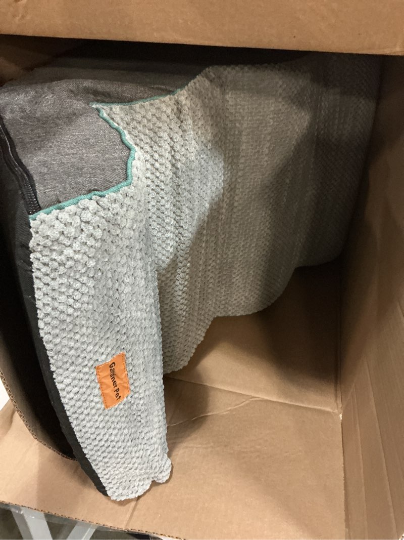 Condition photo showing Good Condition for Gardner Pet Dog Stairs for Small Dogs 19.7" H, Curved 4-Step Pet Stairs, Dog Steps for High Bed (18-24 in), Couch with Durable Non-Slip Waterproof Fabric Cover and CertiPUR-US Certified Foam Grey 4 Curved 15.7"x28"x19.7"