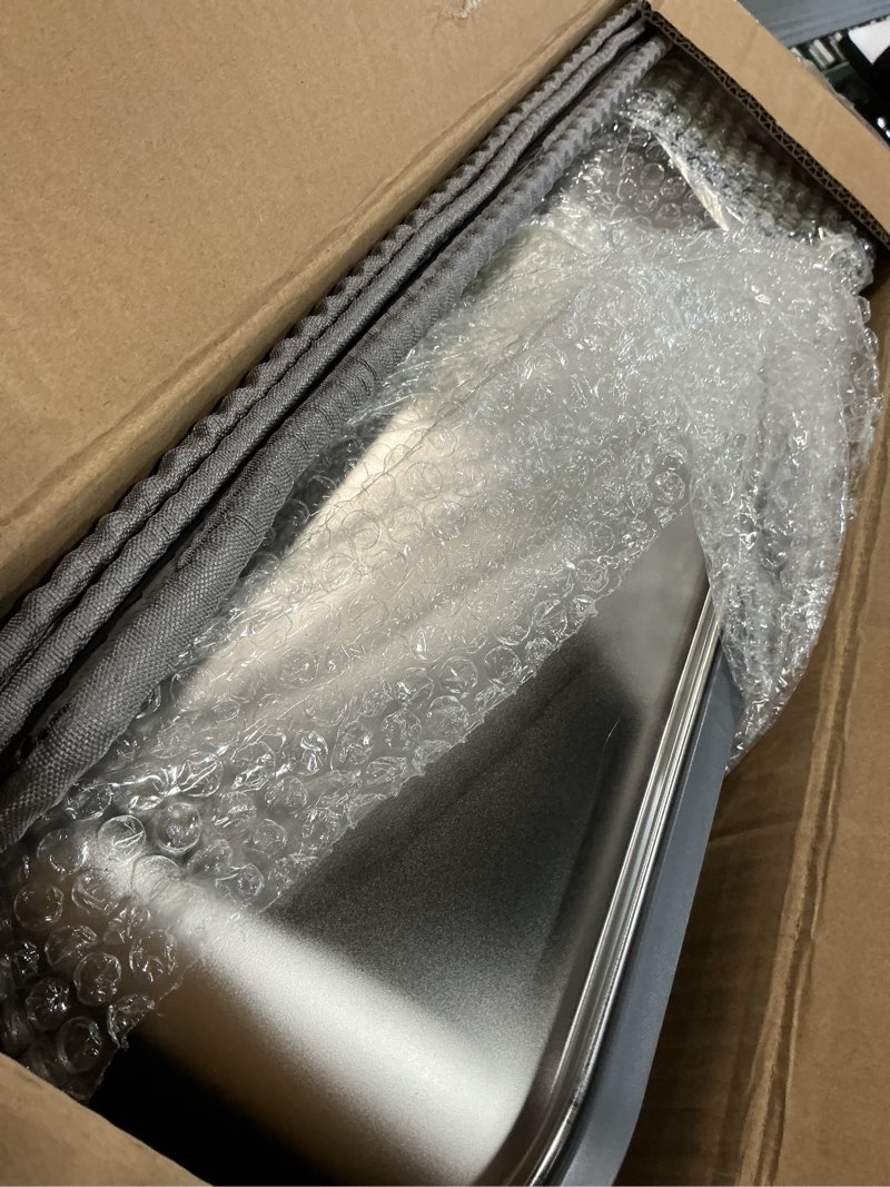 Condition photo showing Good Condition for stainless steel enclosed litter box with lid, xl extra large side entry metal litter box for big cats, removable cat litter box with high-sided enclosure, scoop, filter footboard & mat, grey