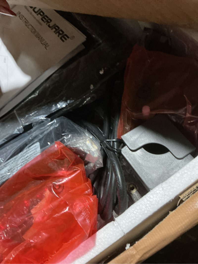 Condition photo showing As Is for SUPERJARE 70 Inch Console Table with Outlets and USB-C Port, Extra Long Behind Couch Sofa Table with X-Shaped Design, Narrow for Entryway, Living Room, Metal Frame, Wooden Top, Grey Grey 11.8"D x 70.9"W x 31.5"H