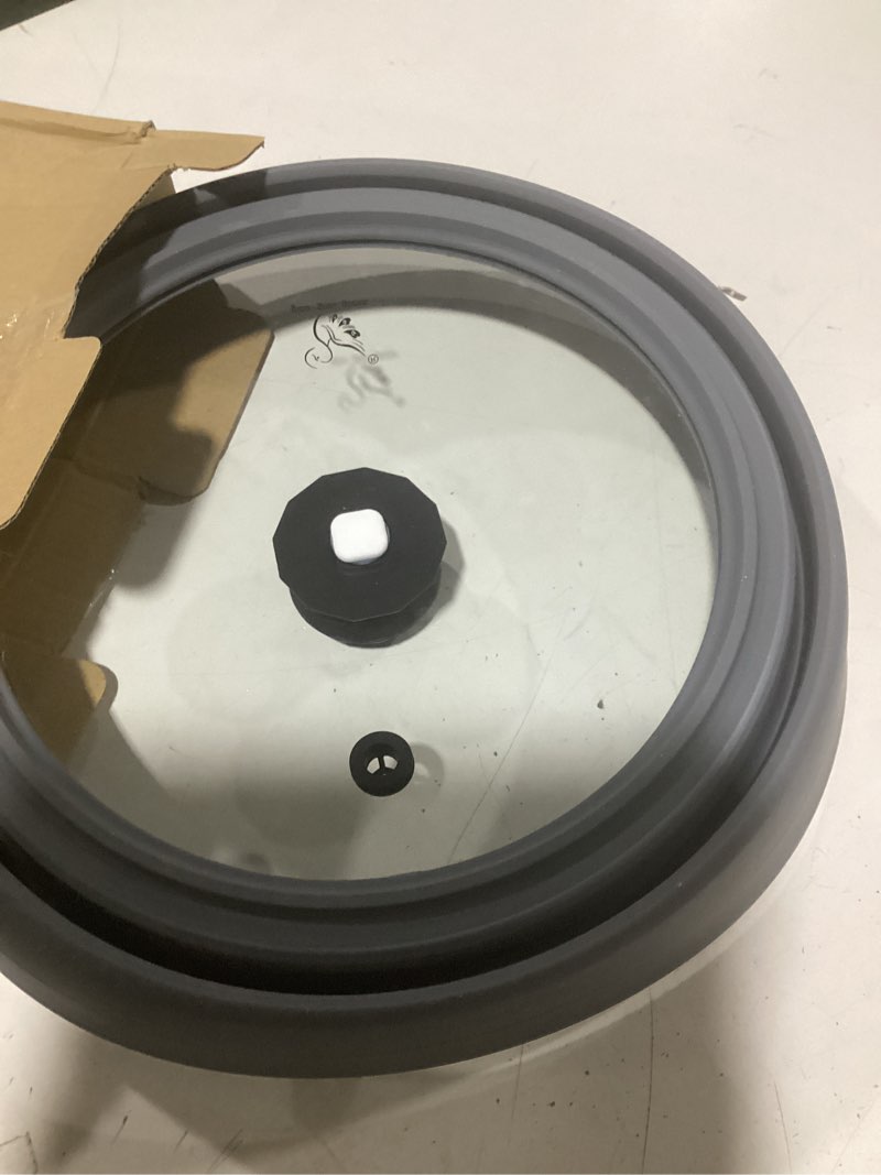 Condition photo showing Good Condition for microwave splatter cover vented glass splatter guard lid with collapsible silicone for food as pot cover 11.8 inch large plate for 6 7 8 9 10 11 inch plate bowl light grey 11.8 inch light grey lid