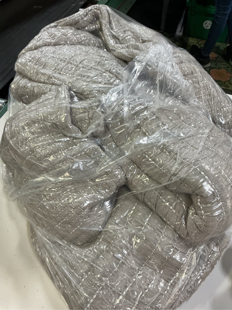 Condition photo showing Good Condition for organic cotton channel stitch coverlet set, king/cal king, taupe