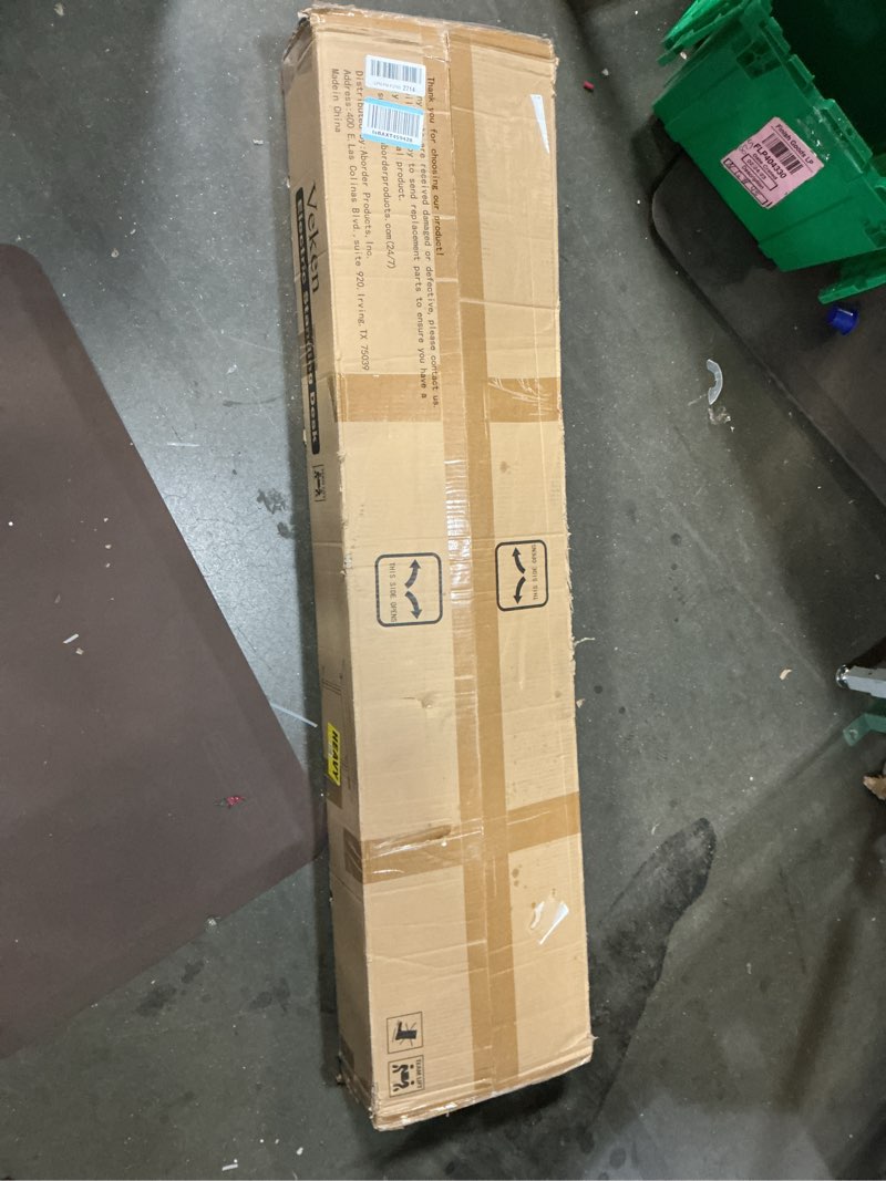 Condition photo showing New/Like New for Veken 55 Inch Large Electric Standing Desk,Sit to Stand Up, Heights Adjustable, Work Home Office Computer Table for Study, Walking Pad, Writing, and Games, Wooden Desktop Desks, White 55 Inch White