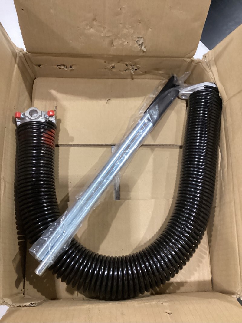 Condition photo showing New/Like New for 2" garage door torsion spring replacement with non-slip winding bars & manual, red cone for left side of garage door - heavy duty precision e-coating 5-year warranty minimum 30,000 cycles (207x2x20) 207x2x20 red cone (left side)