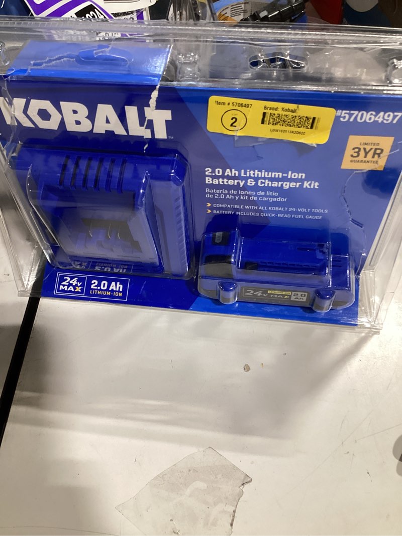Condition photo showing New/Like New for kobalt 24 -volt 1 -pack lithium-ion ( 2 ah battery and charger )