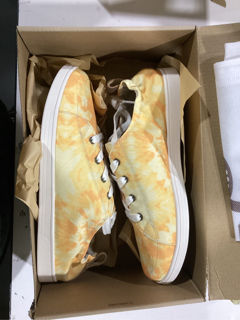 Condition photo showing Good Condition for Spenco Women's Santa Clara Tie Dye Sneaker 9 Wide Yellow