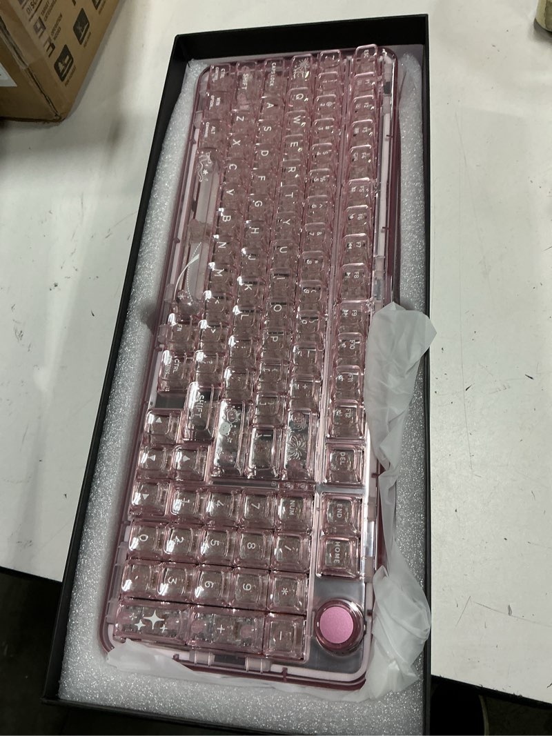 Condition photo showing Good Condition for yunzii x98 qmk/via wireless mechanical gaming keyboard with knob,tri-mode bt5.0/usb-c/2.4ghz hot swappable keyboard,pre-lubed switches gasket mount rgb backlit for wins/mac (white, crystal switch) white crystal switch