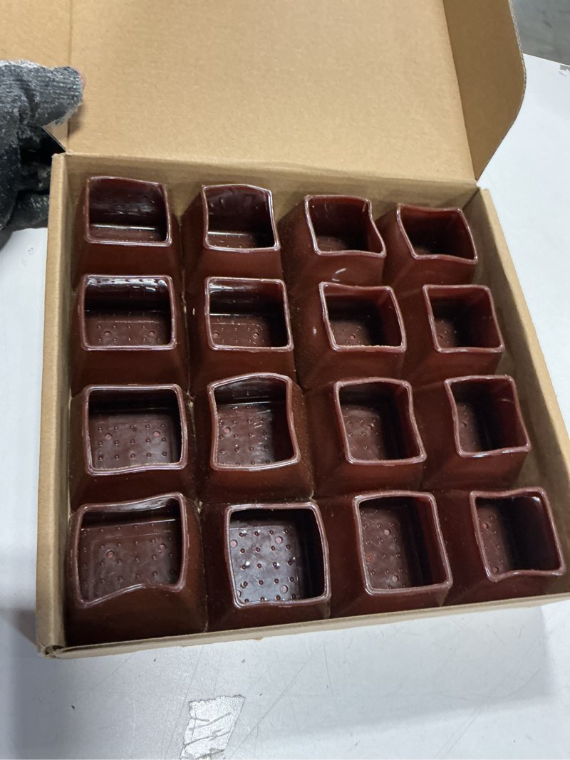 Condition photo showing Good Condition for 16Pcs Square Chair Leg Floor Protectors with Thickened Felt Pads Silicone Chair Leg Covers Caps to Protect Hardwood Tile Floors Furniture Feet Reduce Noise (Brown XL Fit 1.46"-1.77") Brown X-Large