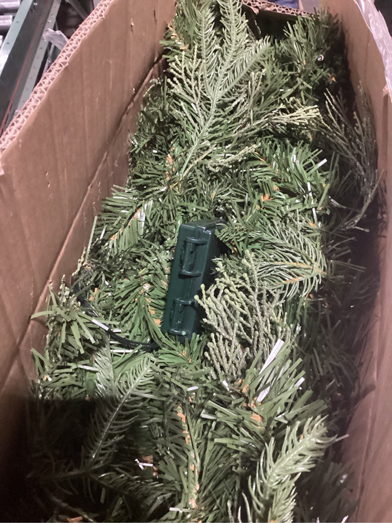 Condition photo showing Good Condition for National Tree Company 9 ft Pre-Lit Carolina Pine Artificial Christmas Garland, Christmas Decoration with Pinecones, 100 Clear Lights, 240 Tips, Green 100 Lights Tree