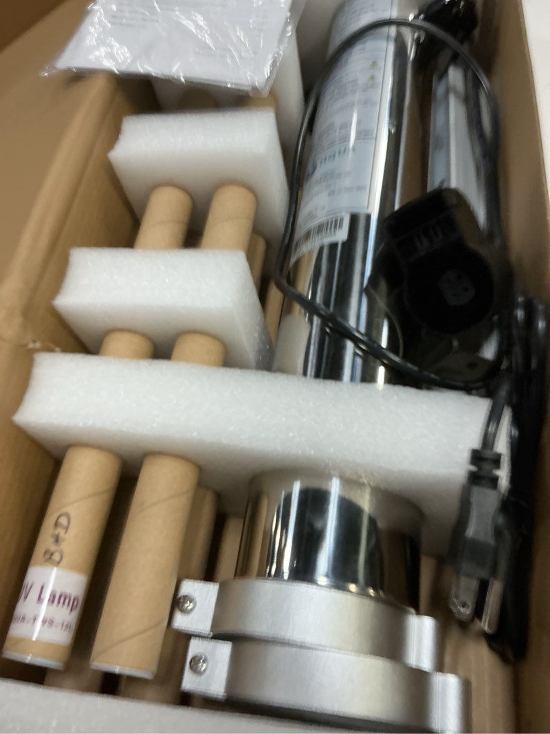 Condition photo showing New/Like New for hqua-tws-121 120v 55w 12gpm 1“ mnpt inlet/outlet, whole house ultraviolet water purifier filter, + 1 extra uv bulb, + 1 extra quartz sleeve 1" mnpt