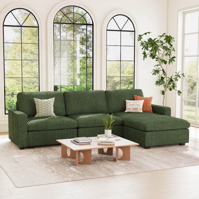 Thara 4 Seats + 5 Sides Oversized Modular Wide-Ribbed Corduroy Sofa