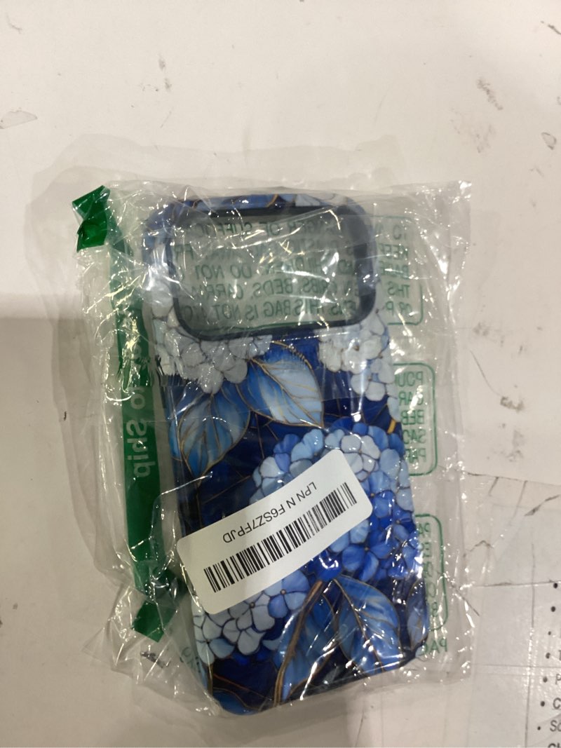 Condition photo showing Good Condition for case compatible with iphone 17 pro max,glossy hybrid 2-layer hard shell,shockproof soft for girl women,blue hydrangea floral artful
