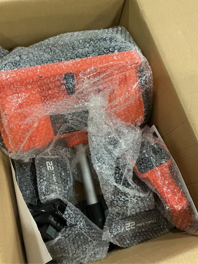 Condition photo showing Good Condition for Saker Cordless Snow Shovel Electric - 22V Brushless Snow Blower with 2X 5.0 Batteries & Charger - 12" Width 20FT Throwing Distance Lightweight Snow Remover for Driveway, Sidewalk, Patio(2 Batteries) Saker cordless snow shovel — 2-Batteries Kit