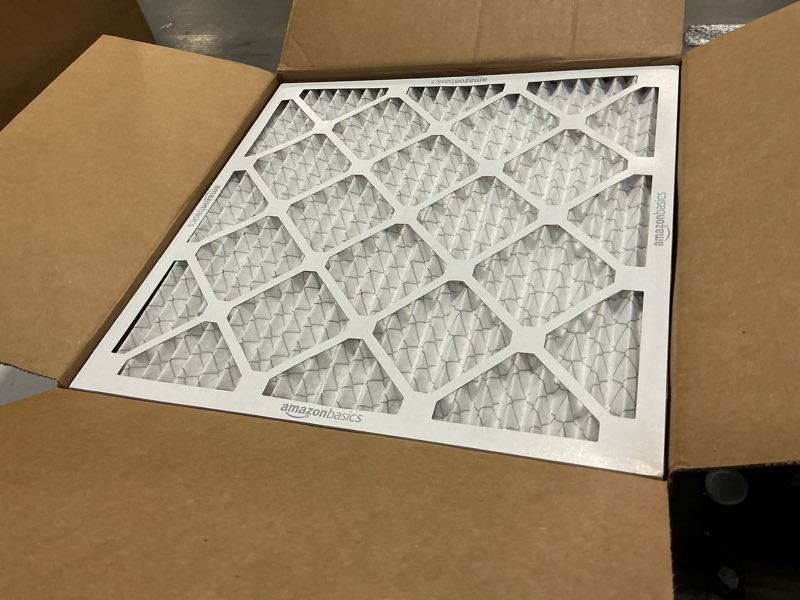 Condition photo showing Good Condition for amazon basics 20x20x1 air filter 6-pack, merv 11 ac furnace filters, dust, pet, allergy control, electrostatic (actual size: 19.75 x 19.75 x .75)
