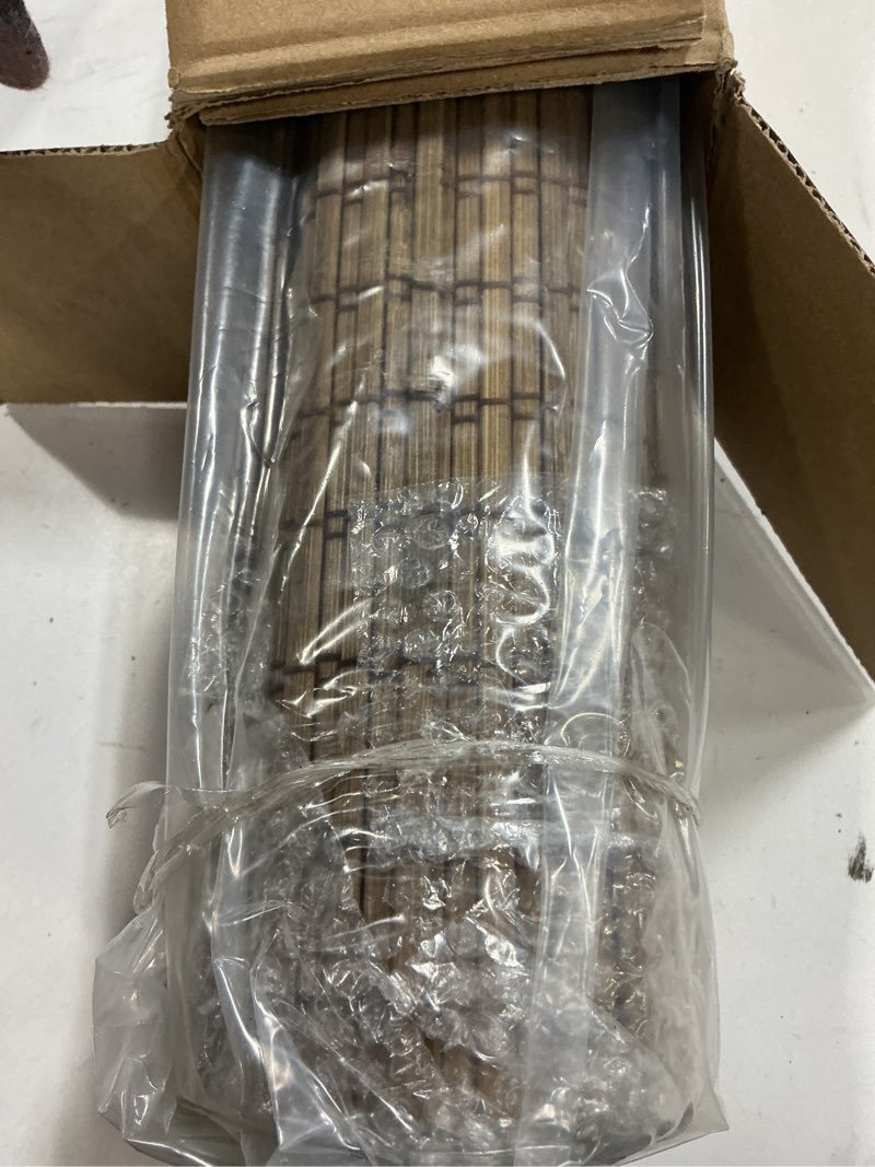 Condition photo showing New/Like New for cordless bamboo roman shades for windows, blinds size (34.5" w ×48" h) colour (highfield teak) highfield teak 34.5" w × 48" h