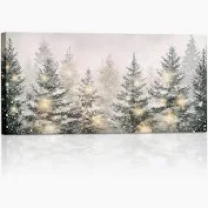 SVFGHGGN Neutral Winter Large Christmas Pine Tree Framed Above Wall Art Pictures Sign Canvas Decor D
