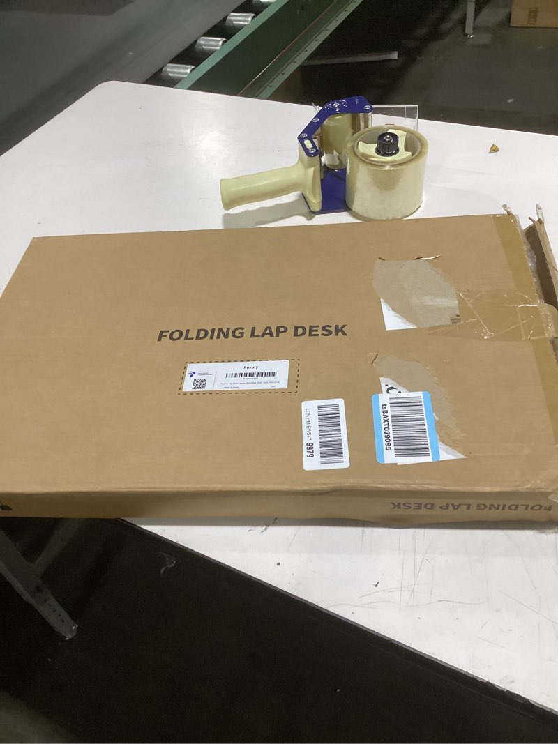 Condition photo showing As Is for Ruxury Folding Lap Desk Laptop Stand Bed Desk Table Tray, Breakfast Serving Tray, Portable & Lightweight Mini Table for Sofa Couch Floor - Wood Wood Large