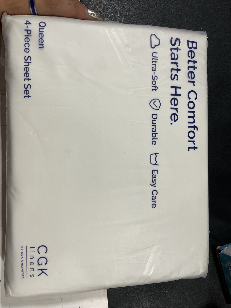 Condition photo showing Good Condition for queen size 4 piece sheet set - comfy breathable & cooling sheets - hotel luxury bed sheets for women & men - deep pockets, easy-fit, extra soft & wrinkle free - antique white oeko-tex bed sheet set 02 - antique white queen