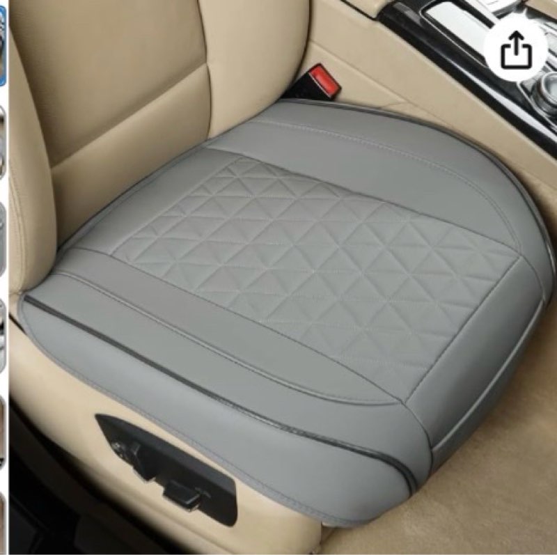(Similar to stock photo) Black Panther Luxury Faux Leather Car Seat Cover for Front Bottom Seat, Anti-Slip and Wrap Around The Bottom, Fits 95% of Vehicles - 1 Piece,Light Gray