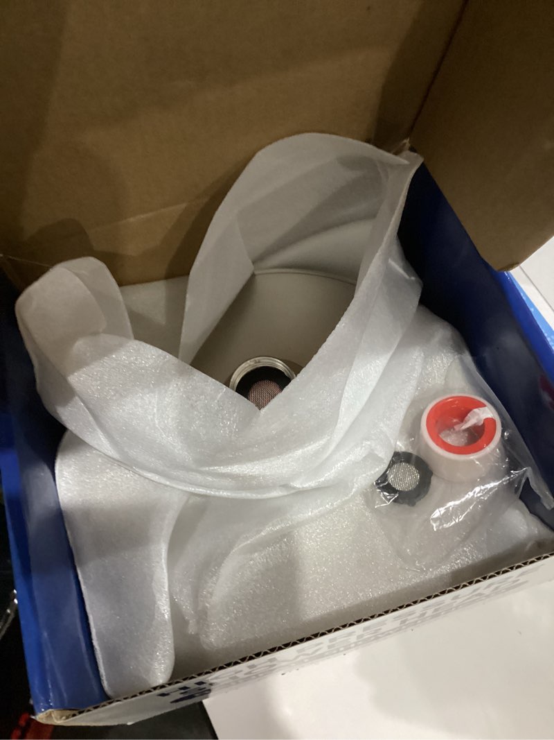 Condition photo showing Good Condition for High Pressure Shower Head - Anti-Clogging Silicone Nozzles - 2.5 GPM Removable Restrictor - Easy to Clean Adjustable Replacement - easy to install with Plumbers Tape - 6 inch - Brushed Nickel Finish Brushed Nickel 2.5GPM