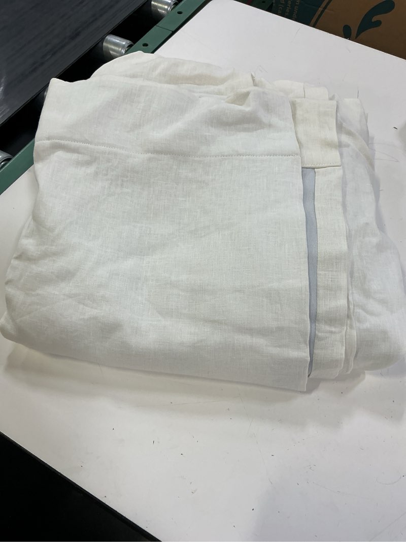 Condition photo showing Good Condition for european linen room darkening curtain - single panel, 48x96, ivory