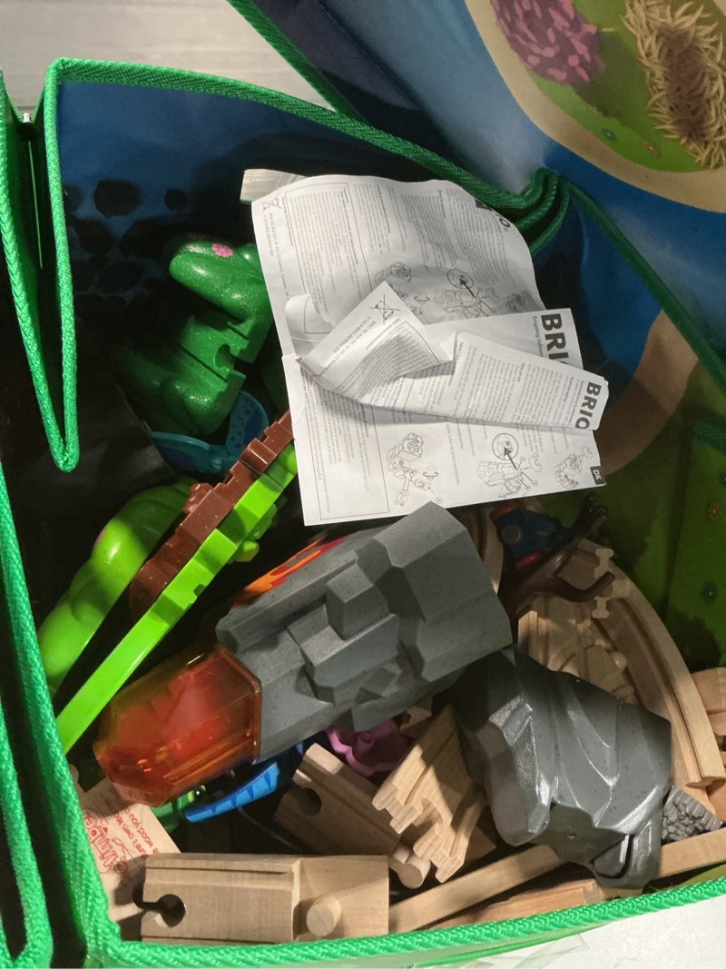 Condition photo showing As Is for BRIO World Dinosaur Deluxe Set - 44-Piece FSC-Certified - Wood Train Set & Accessories - Works with All Wooden Train Sets - Dinosaur Train Engine, 2 Wagons, 8 Dinosaurs, Tracks & More - Kids Ages 3+ BRIO World – 36104 Dinosaur Deluxe Set | 44-Piece Toy Train Set for Kids Ages 3 Years and Up