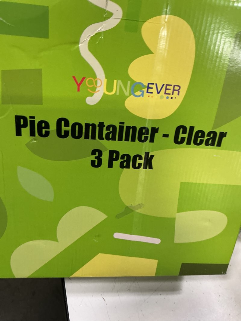 Condition photo showing New/Like New for youngever 3 pack pie containers, clear plastic food storage containers, fresh pie keeper, 11 inch diameter