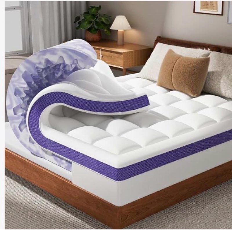 ChiXpace Dual Layer 4 Inch Memory Foam Mattress Topper Queen - 2 Inch Gel Memory Foam and 2 Inch Pil