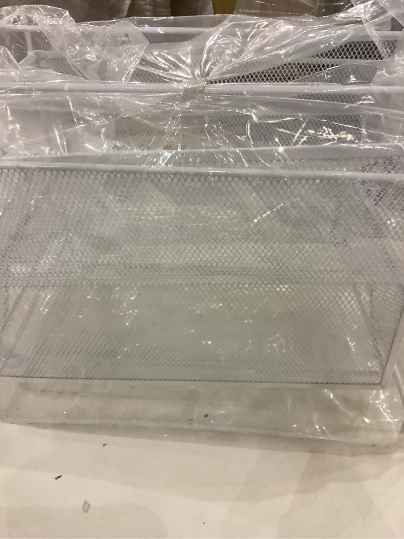 Condition photo showing Good Condition for Mind Reader Accessory Organizer, Supply Storage, Makeup, Crafts, Office, Kitchen, Metal Mesh, 8.25"L x 12.5"W x 12.5"H, White White 8.25" L x 12.5" W x 12.5" H