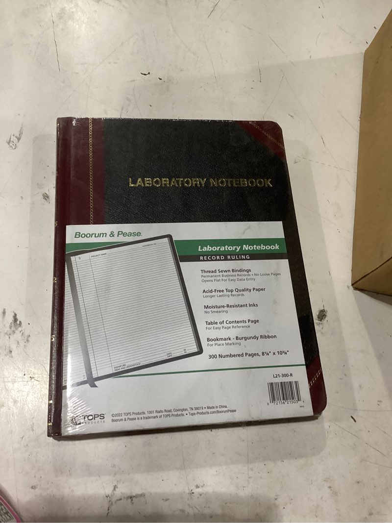 Condition photo showing New/Like New for boorum & pease laboratory notebook  record rule  10 3/8 x 8 1/8  white  300 sheets