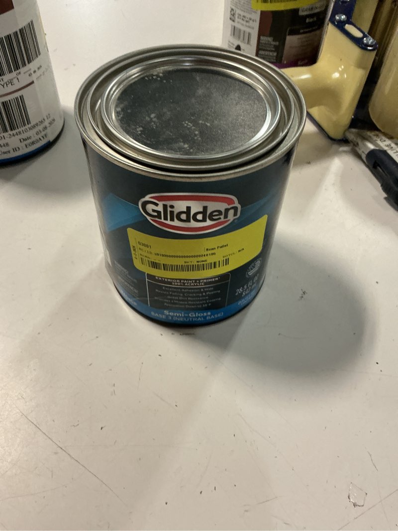 Condition photo showing As Is for glidden premium 1 qt. ppg1075-2 almond milk satin interior latex paint