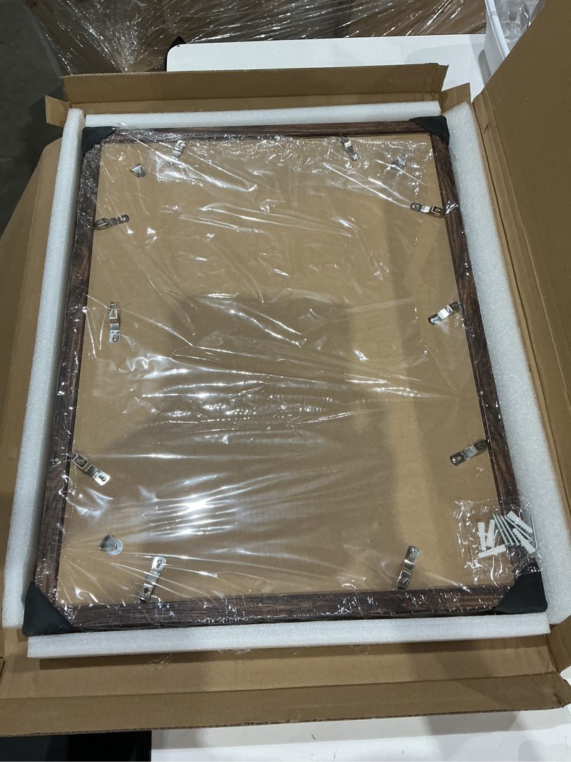 Condition photo showing Good Condition for 18x24 frame set of 2, rustic brown wood style - display 18 x 24 poster without mat or 16x20 picture with mat, wall mounting horizontal and vertical rustic brown 18x24 in