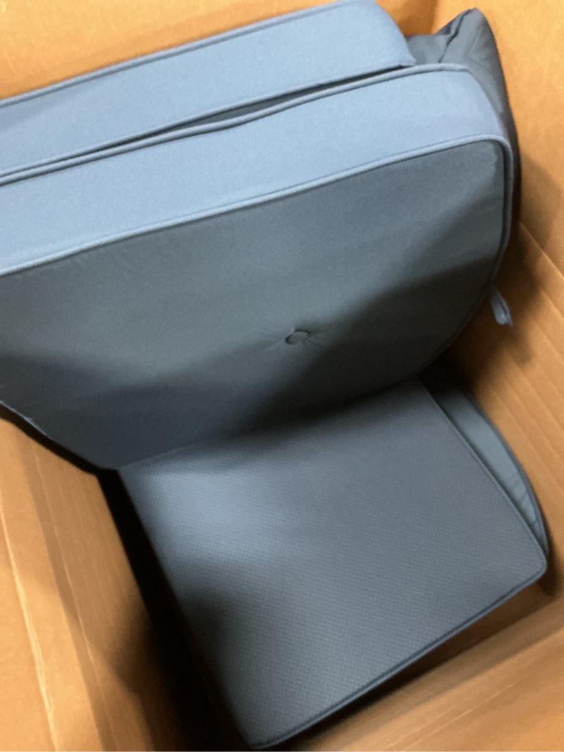 Condition photo showing Good Condition for outdoor porch swing cushions 3 seater with swing canopy, replacement cushions for outdoor swing, patio swing cushion 25d foam (blue) blue 1pc canopy+3pcs cushions