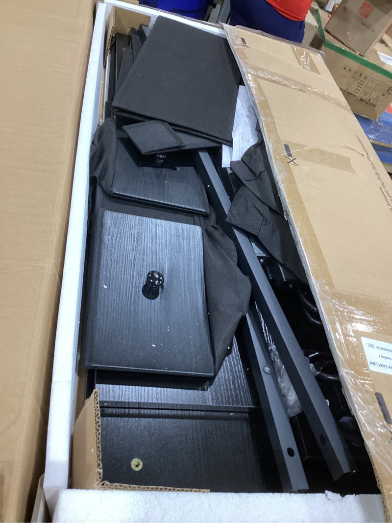 Condition photo showing Good Condition for lufeiya l shaped gaming desk with drawers & storage shelves, 63 inch corner computer desk with power outlet for home office bedroom, l-shaped teen pc desks with fabric drawer, black