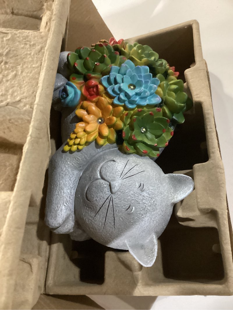 Condition photo showing New/Like New for Qeeman Garden Outdoor Decor Statues: Figurine Decorations Ornaments Patio Art Balcony - Birthday Gifts for mom Grandma Women Cat