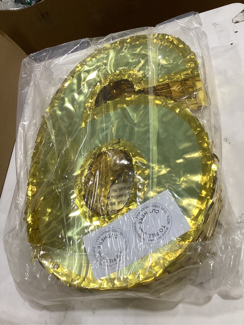Condition photo showing New/Like New for juvale gold foil number 6 pinata - shimmering gold centerpiece & pinatas for birthday party - for 6th birthday decorations for boys - 15.5x10.5x3 in