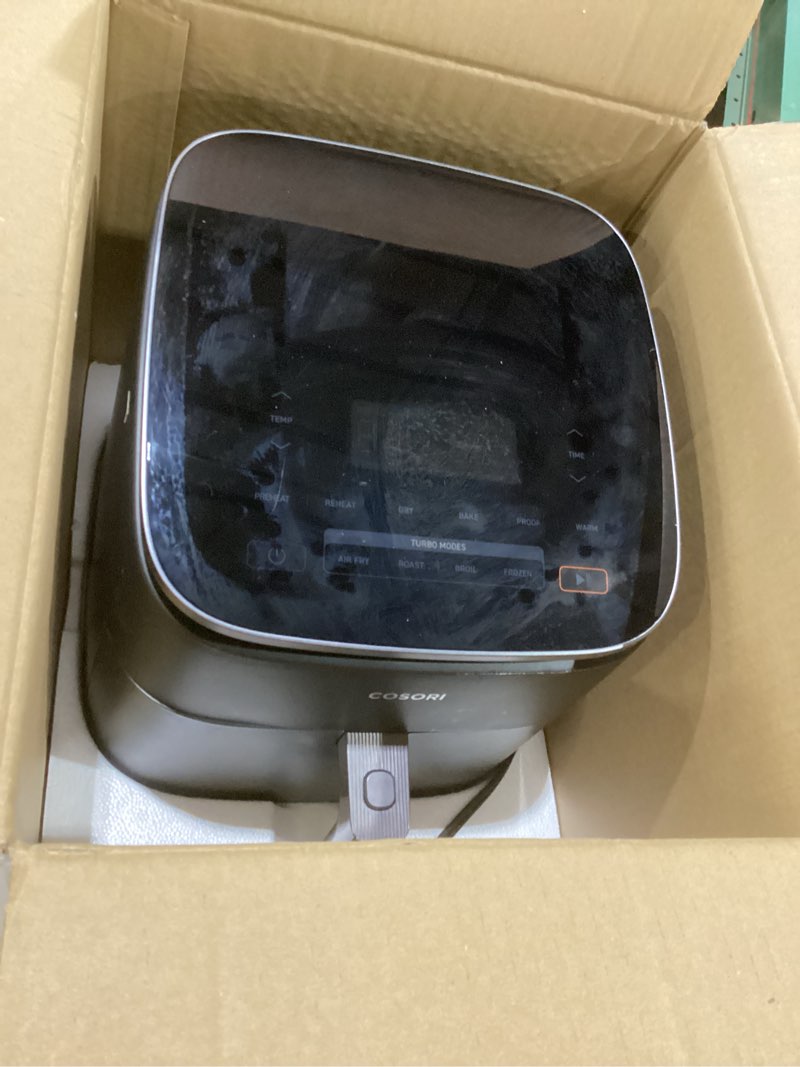 Condition photo showing New/Like New for Cosori 9-in-1 TurboBlaze Air Fryer 6 Qt, Premium Ceramic Coating, 90°–450°F, Precise Heating for Even Results, Air Fry, Roast, Bake, Broil, Dry, Frozen, Proof, Reheat, Keep Warm, 120V, Dark Gray Dark Gray 6QT Air fryer, NOT TESTED