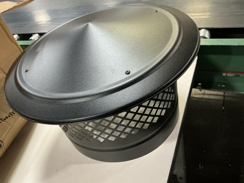 Condition photo showing Good Condition for chimney cap,4 inch round roof rain chimney cover,wood stove pipe rain cap fireplace exhaust roof vent cover for outside-galvanized steel,easy installation&better airflow ventilation 4 inch chimney cap-rhombic screen galvanized steel