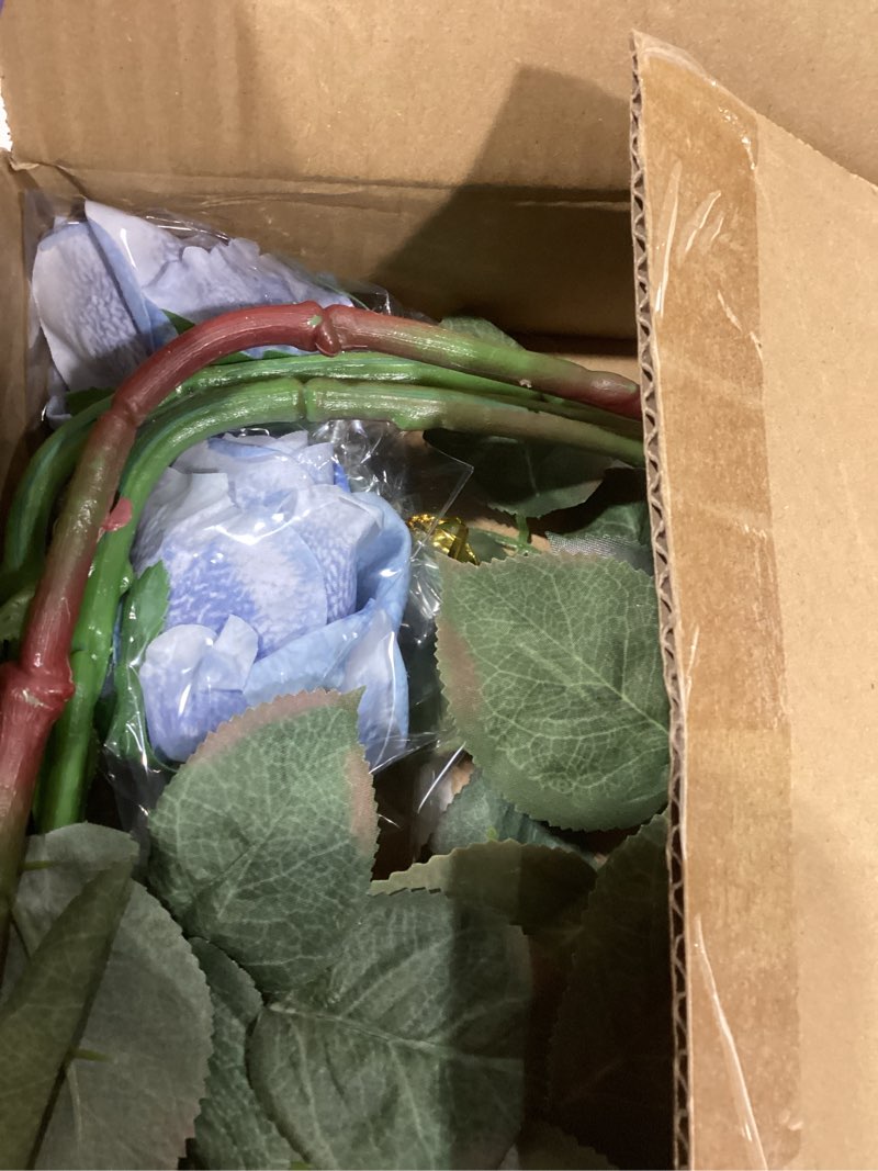 Condition photo showing New/Like New for artificial realistic roses blue flowers 24" real touch silk roses bouquet long stems rose for flower arrangement fake roses decor for home party wedding table centerpieces roses realistic - 5 pcs