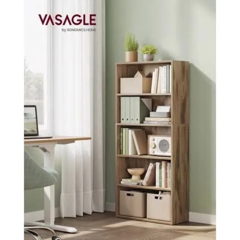 vasagle bookshelf 5-tier open bookcase with adjustable storage shelves