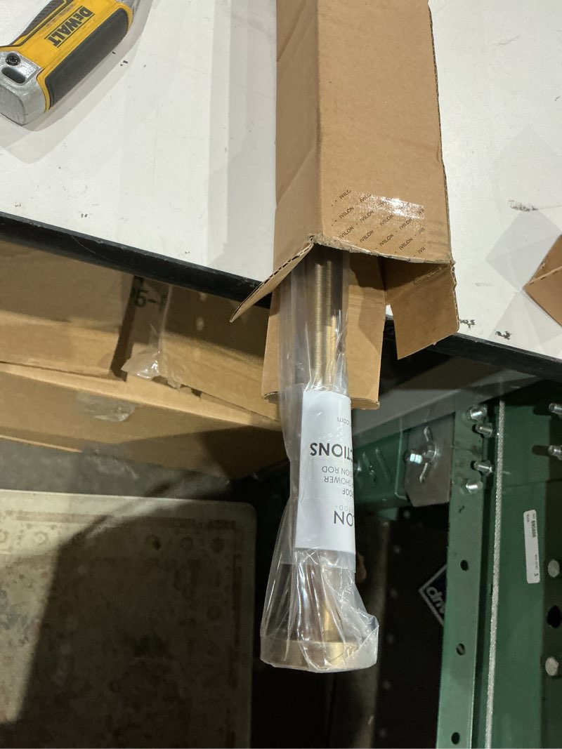Condition photo showing Good Condition for ivilon shower tension curtain rod - adjustable spring tension rod for shower curtains, bathroom, or windows, easy to install, no drilling required, rustproof, adjustable 54 to 90 inch warm gold 54" to 90" warm gold