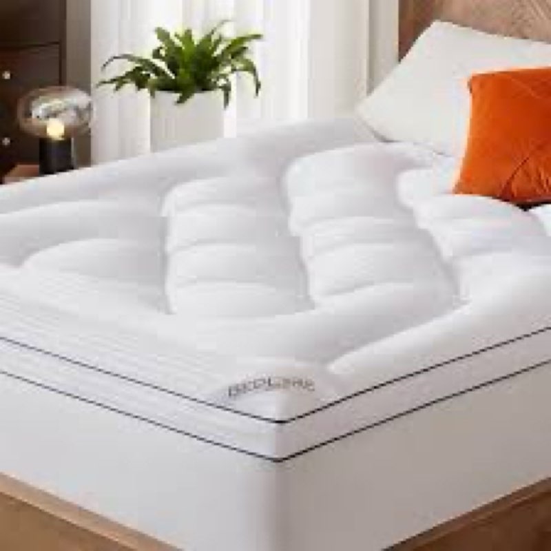 bedlore queen mattress topper, thick pillow top bed cover for back pain relief, soft mattress pad wi