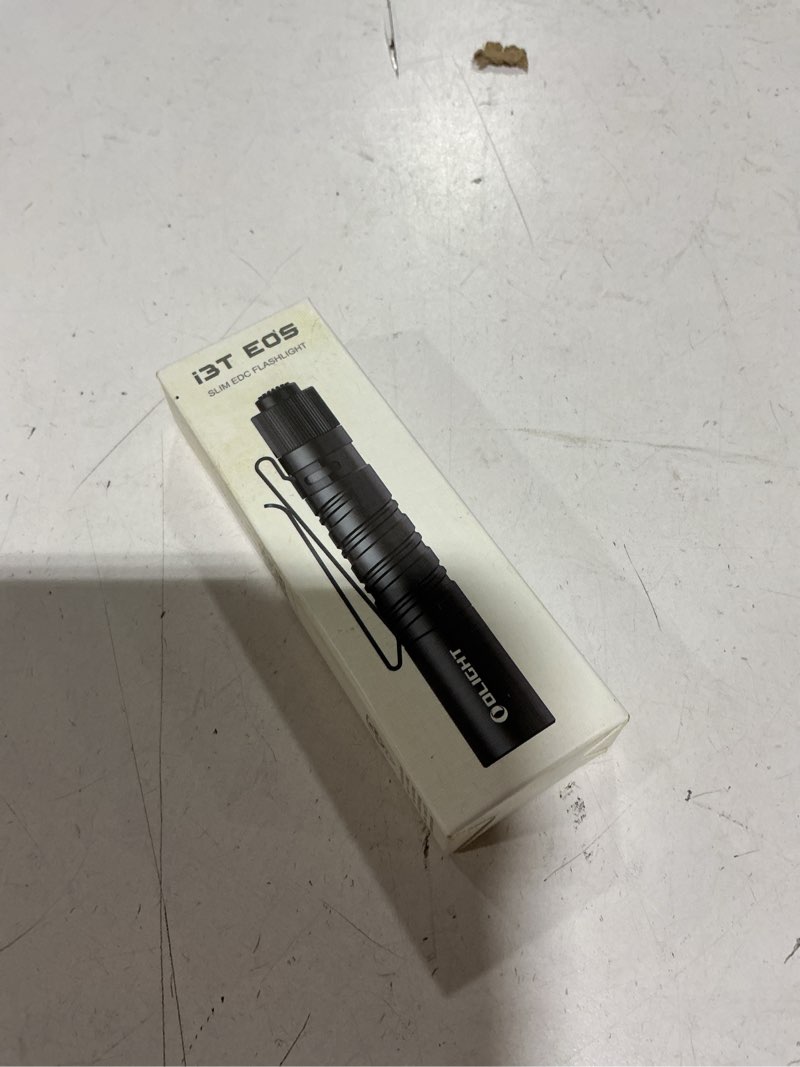 Condition photo showing New/Like New for olight i3t eos 180 lumens dual-output slim edc flashlight for camping and hiking, tail switch flash light with aaa battery (black)