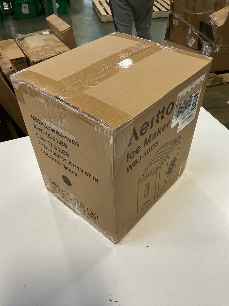 Condition photo showing New/Like New for Aeitto Ice Makers Countertop, 9 Ice Cubes Release in 6 Mins, 26Lbs/24H, 2 Sizes of Bullet Ice Machine,Self-Cleaning Portable Ice Maker with Ice Scoop and Basket for Home Kitchen Office Bar RV, Black
