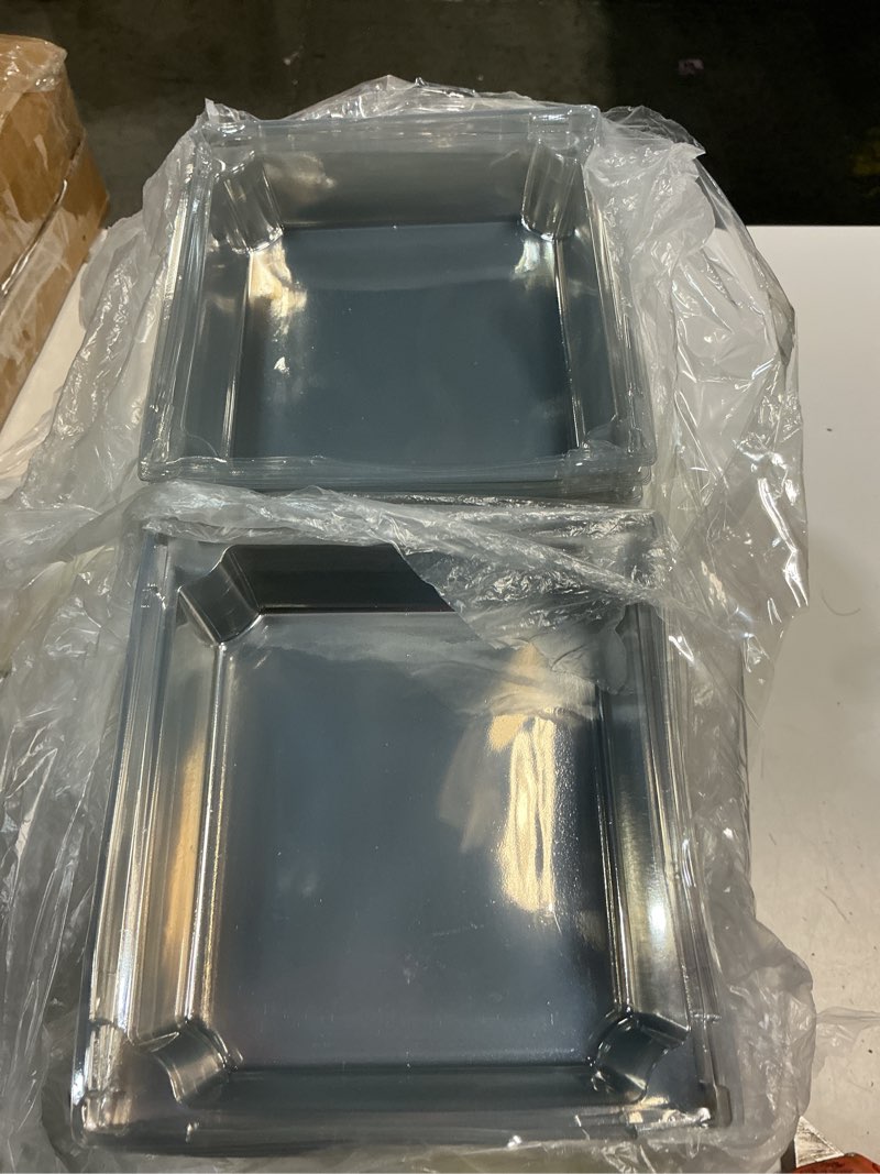 Condition photo showing Good Condition for 100 pack charcuterie boxes with clear lids,disposable to go paper food containers,square disposable charcuterie boxes for sandwich cake slice cookies strawberries,black